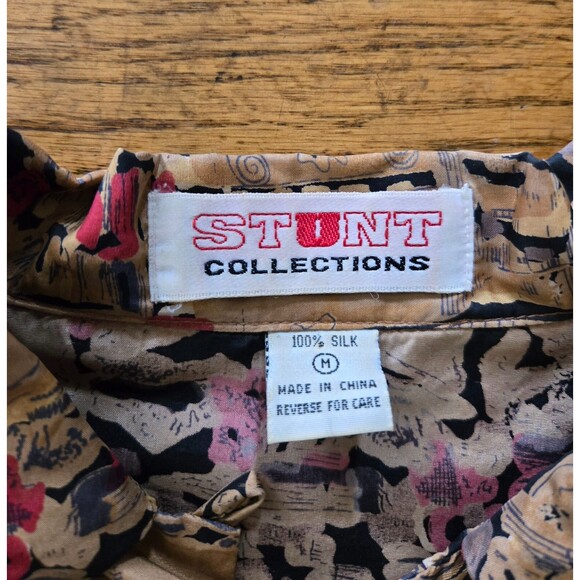 Vtg Stunt Collection 100% Silk Majestic Abstract Print Tunic Blouse Size Medium - Picture 4 of 8